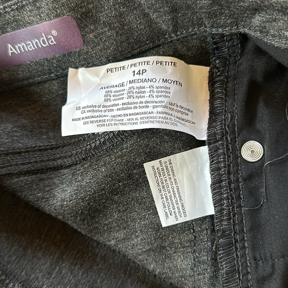 Gloria Vanderbilt - Amanda Ponte Pants size 14 Petite, Dark Gray - Picture 7 of 7